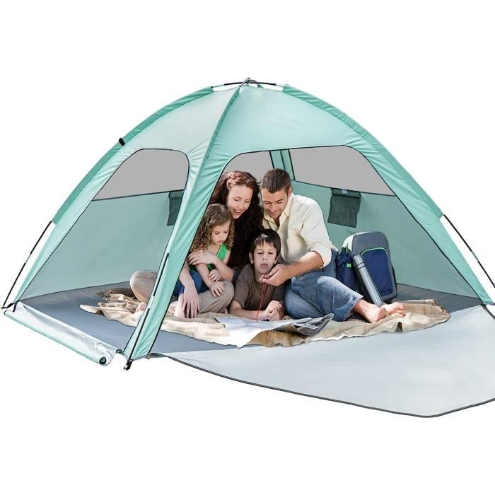 OutdoorMaster Tente De Plage Pour 3 à 4 Personnes Installation Facile Et Portable Pare Soleil