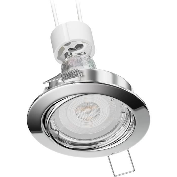 Spot Encastré Au Plafond Cadre D'Encastrement Chromé Pivotant Ampoule ...