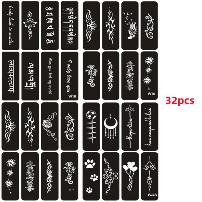 Lot De 40 Pochoirs Pour Tatouages Paillettes / Body Art - Motifs Animaux & Nature - Neufs (Seconds)
