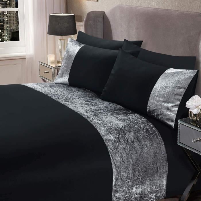 Rideau Liberty TYRONE - Velours Gris Argenté Et Voilage Blanc - 53x48 - Oeillets