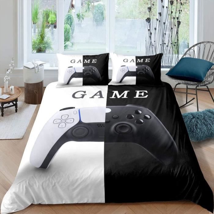 Parure de Lit Imprimé Gamer pour Enfants Garçon Housse de Couette