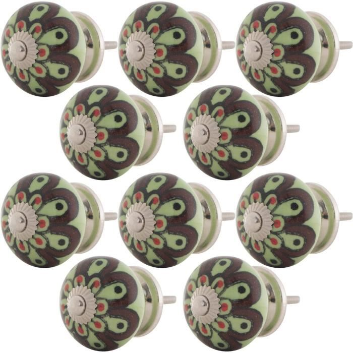 Knober SAFRA Lot De 10 Boutons De Meuble Bleu Avec Fleur