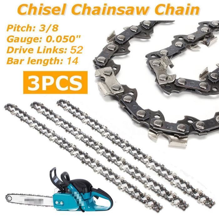 3pcs/set 14 Inch Chainsaw Saw Chain Drive Link Pitch 52 Link 3/8LP 050