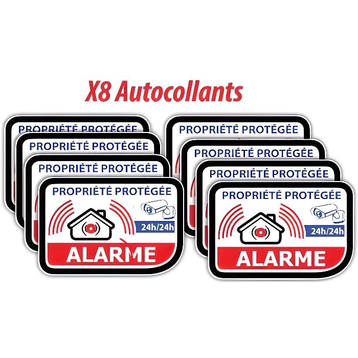 Alm New Autocollant Alarme Vid/éo Surveillance Lot de 4 stickers Sticker