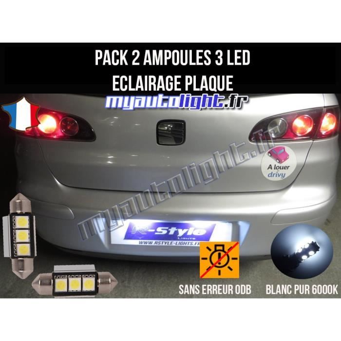 Pack ampoules led éclairage plaque pour Seat Ibiza 6L