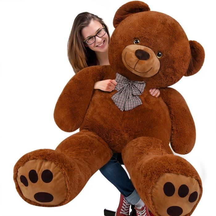 DEUBA Grand nounours géant XXL Teddy Bear - Ours en peluche brun -  Enfants/adultes - Cdiscount Jeux - Jouets