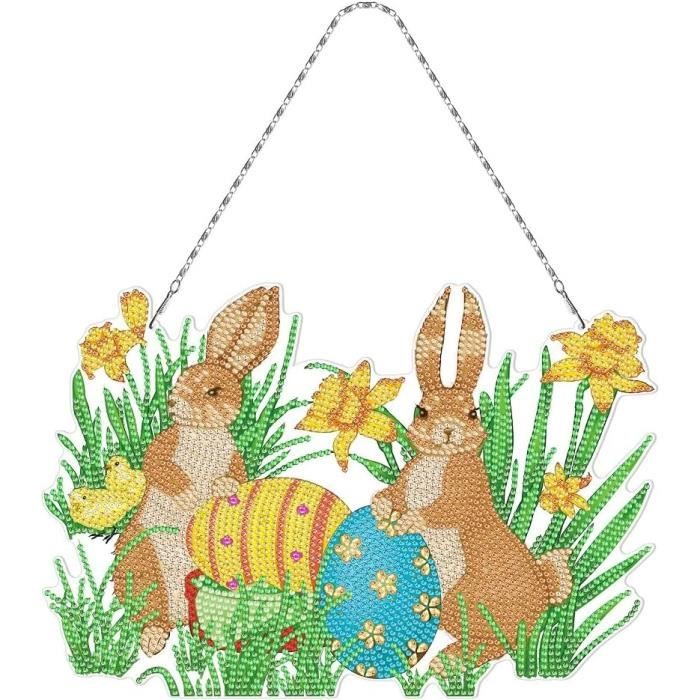 TOSTOG Diamond Painting Kit Adulte Débutant,Diamant Painting Images Ronde Diamond Peinture Diamant Adulte,Lapin Pâques 5D DIY Cristal Débutant Art Set pour Décoration Murale Maison 30x40cm