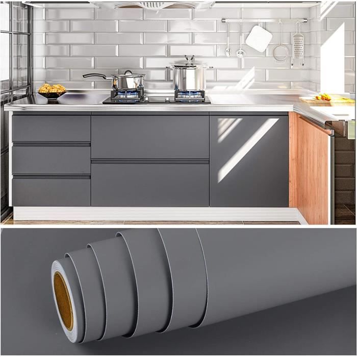 FunStick Papier Adhésif Meuble Effet Béton Gris Or 40cm X 6m - Autocollant Mural Cuisine Et Mobilier