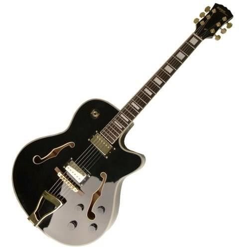 STAGG Guitare Electrique Jazz Semi-Acoust. Noir