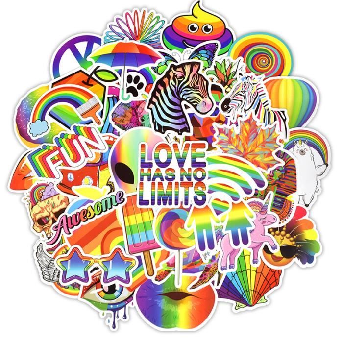 Lot De 100 Autocollants Vinyle Graffiti - Imperméables, Pour Voiture, Skate, Ordinateur - Stickers Déco Fun - 8