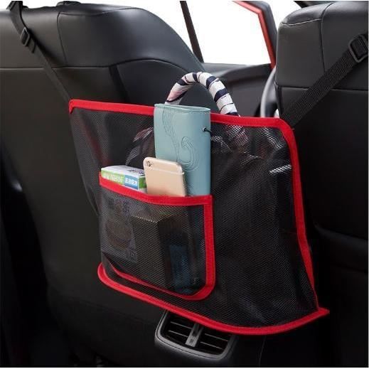 Sac De Rangement En Filet Pour Voiture MYMM - Poche Entre Les Sièges Avant - Pour Sac à Main, Téléphone - 2 Pièces Noir