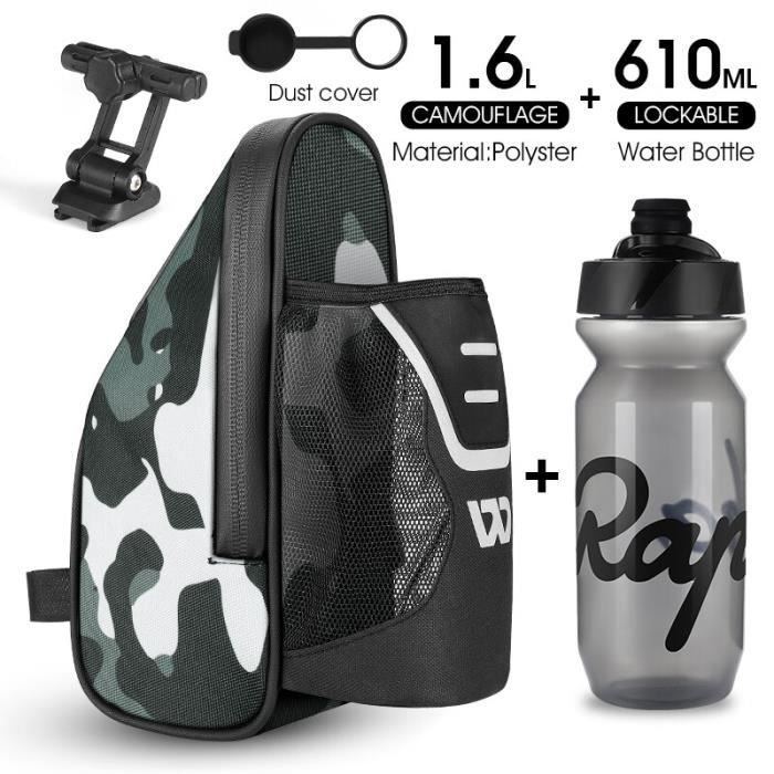 Panier-sacoche vélo,sac arrière de vélo étanche avec poche pour bouteille d'eau,sacoche de selle Panier-sacoche vélo,sac arrière de vélo étanche avec poche pour bouteille d'eau,sacoche de selle