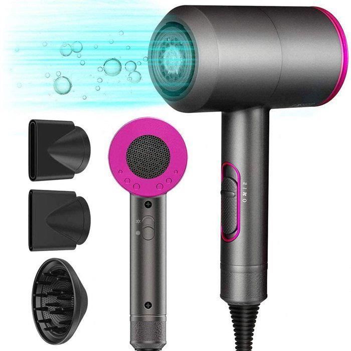 Sèche-cheveux 2000W Compact - Température Réglable, 3 Vitesses, Ionique, Parfait Pour Voyage