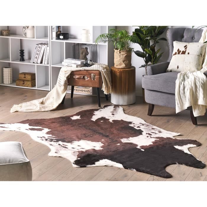 Tapis Imitation Peau De Vache Noir Et Blanc - Décoratif, Confortable Et Antidérapant Pour Salon Et Chambre - 102x80 Cm - 3