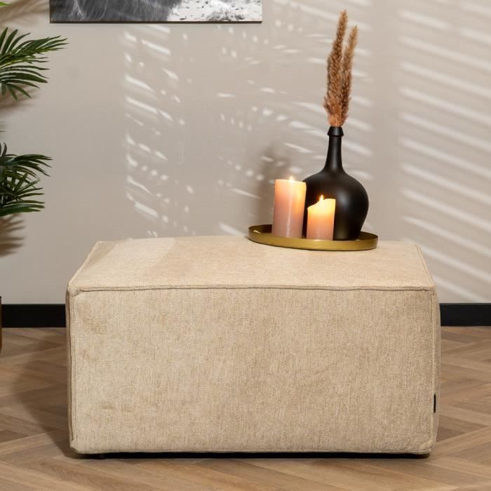 Pouf Industriel Tissu Chiné Taupe - Bronx71 - Memphis - 1 Place - 82 cm