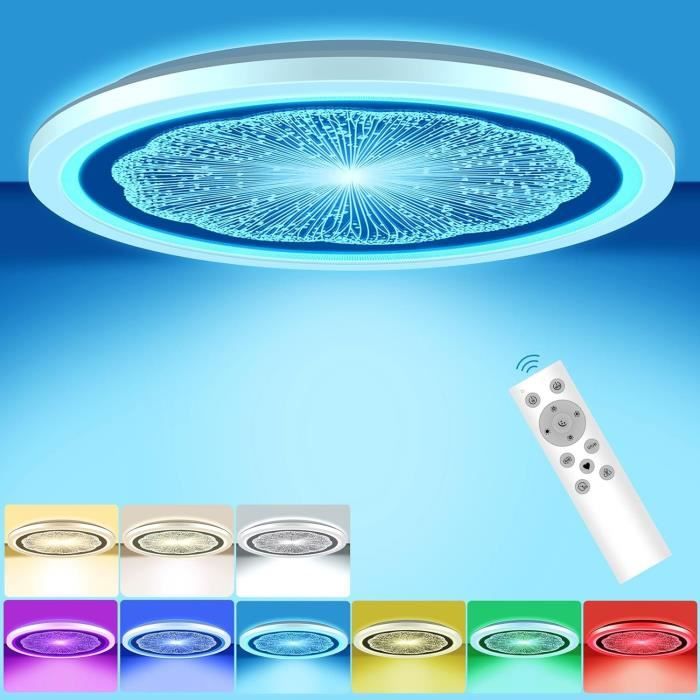 Plafonnier Led Plat À Intensité Variable Avec Télécommande - Fonctionne