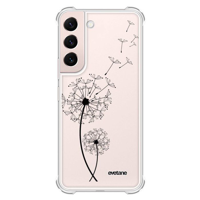 EVETANE  Coque souple renforc&eacute;e compatible Galaxy S22 5G - Mod&egrave;le : Pissenlit 