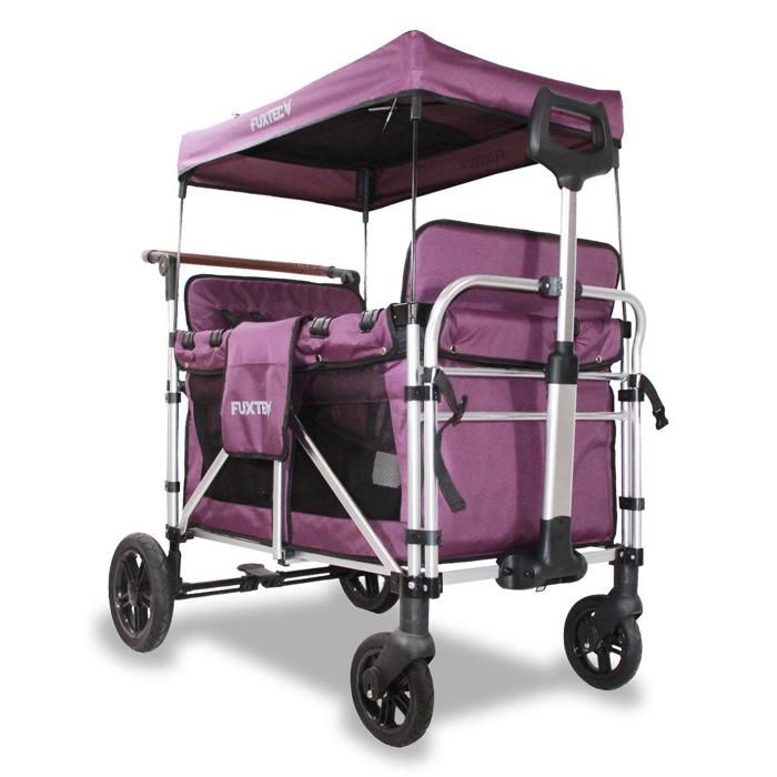 Chariot de transport enfant - Pourpre - FUXTEC Family Cruiser - Banquettes amovibles 4 places charge 75 kg