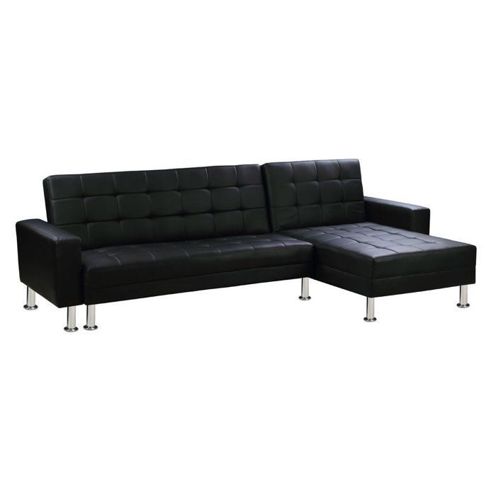 Canapé dangle convertible et réversible Theo - 260 x 82/144 x 81 cm - 4 places - Noir Canapé dangle convertible et réversible Theo - 260 x 82/144 x 81 cm - 4 places - Noir