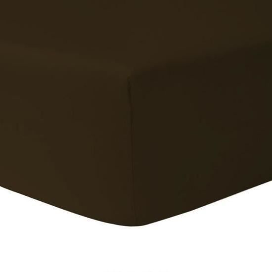 Drap housse - HOMEROKK - CHOCO - 140 x 200 cm - 100% coton - Bonnet 25 cm