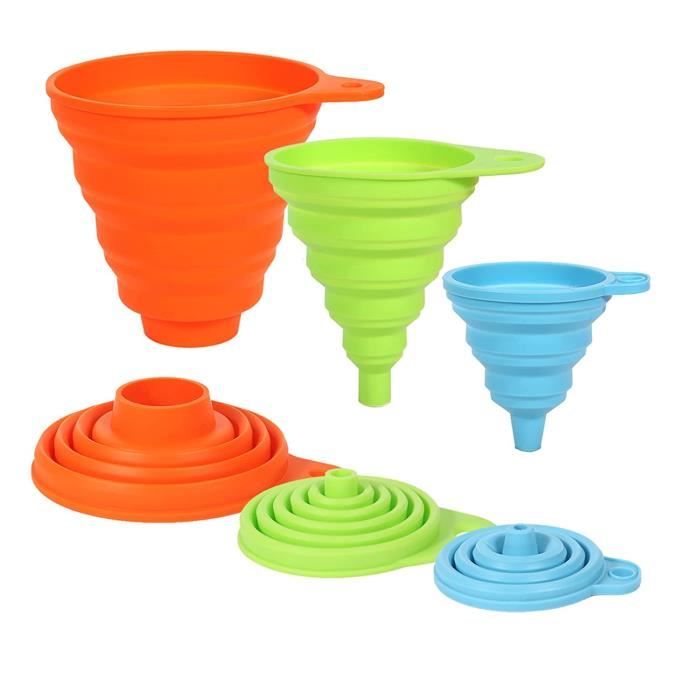 Lot De 3 Entonnoirs Pliables En Silicone - 3 Tailles - Pour La Cuisine