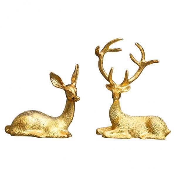 3x 2 pièces résine nordique renne Statue Elk Couple Animal étagère