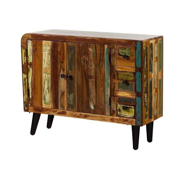 Commode 110x40 Bois de récupération laqué Multicolore SIXTIES N° 112 Commode 110x40 Bois de récupération laqué Multicolore SIXTIES N° 112