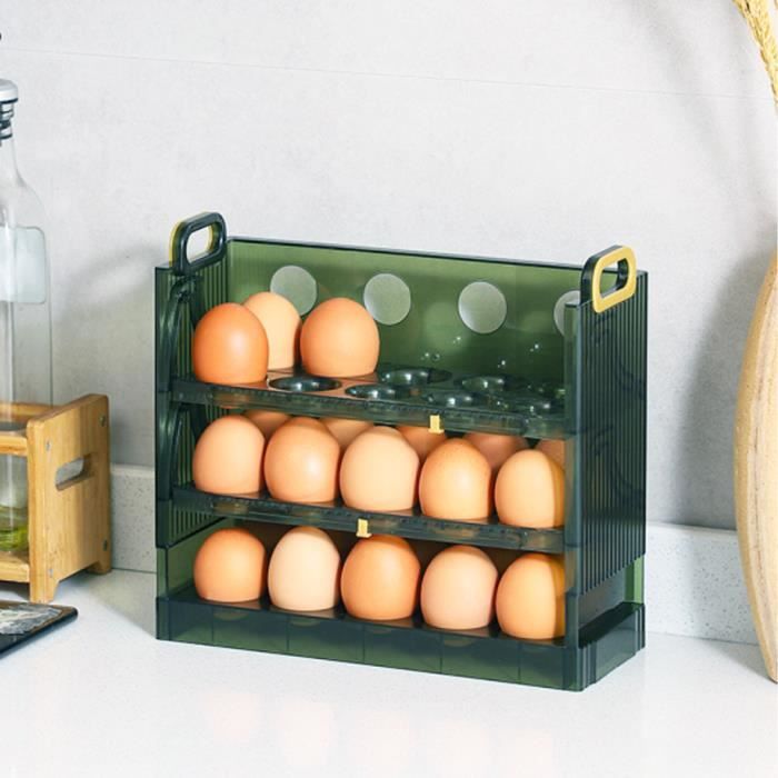Porte-œufs à Roulement Automatique Pour Réfrigérateur – 3 Niveaux, Capacité Environ 28 œufs, Design Blanc Ou Jaune – Organisation Cuisine, Préparation Des Repas - 7