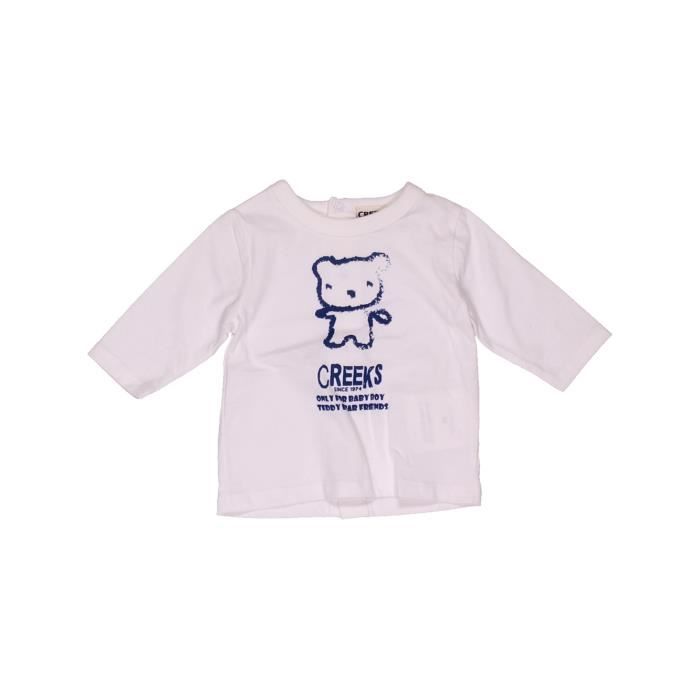 T Shirt Manches Longues Bebe Garcon Creeks 3 Mois Blanc Hiver Blanc Blanc Cdiscount Pret A Porter