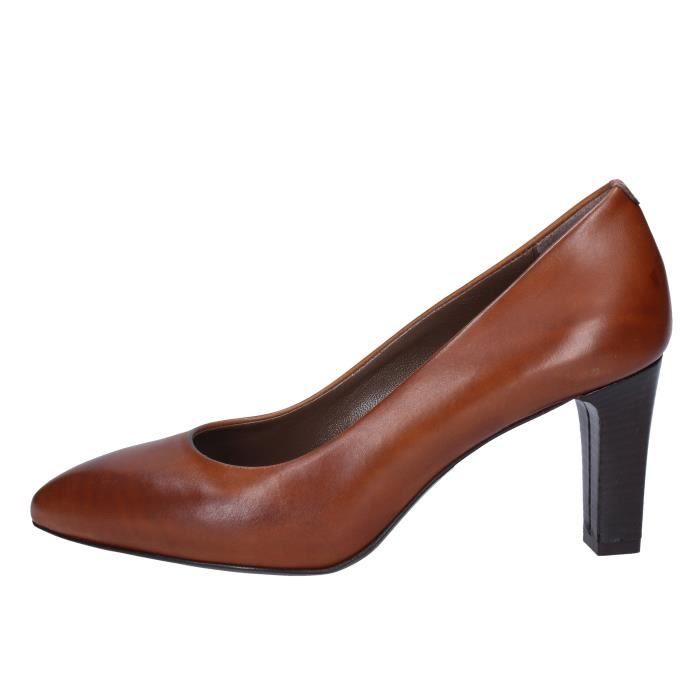 escarpin cuir marron