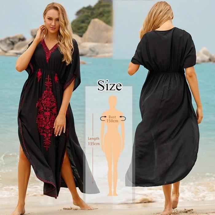 Robe,Grande taille caftan plage tunique femmes été maillots de bain maillot  de bain couvrir dames bohème plage Robe Robe - Type 854 Blanc - Cdiscount  Prêt-à-Porter