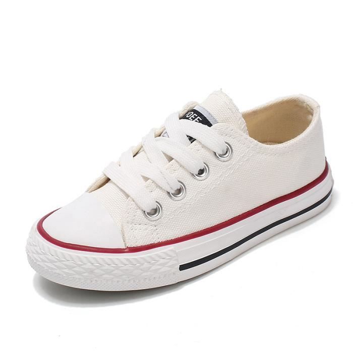 AIEVIS Basket Enfant Fille-Garcon en toile Confortable Couleur Unie - AIEVIS - Lacets - Plat