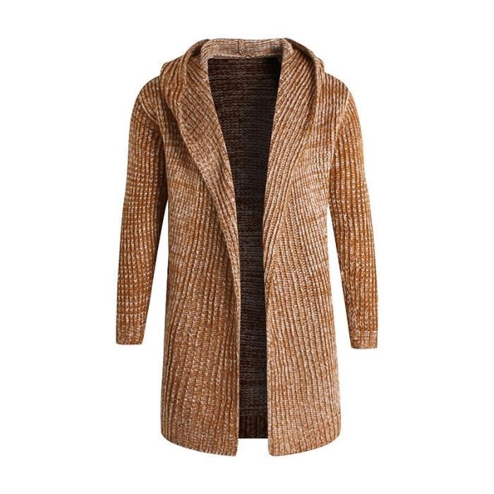 Cardigan Long Homme Rouge - Trench Léger - Grande Taille - Confortable Et Doux - Pour Automne/Hiver