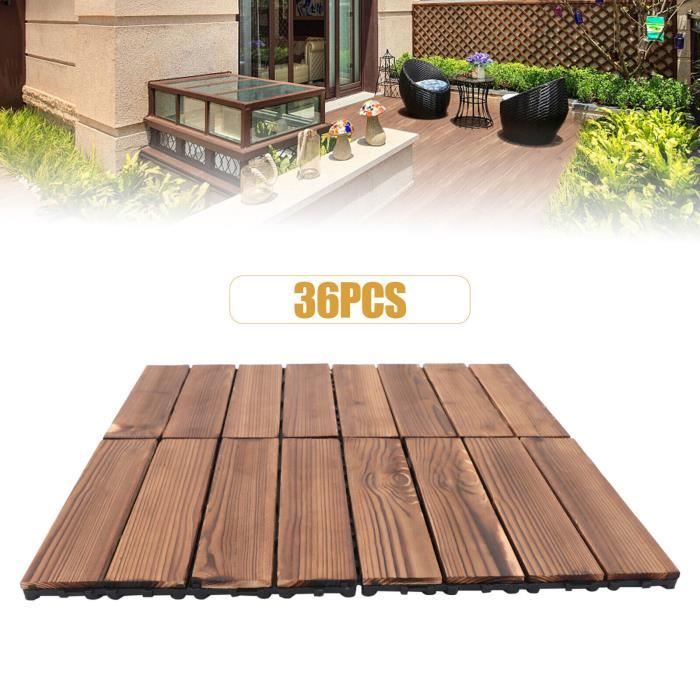 Plancher - Tapis de terrasse - plancher en bois - extérieur - 36 PCS 12x12 - brun