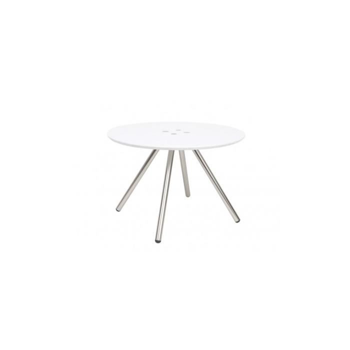 table basse blanc sliced - present time - rond - bois - panneaux de particules - laqué