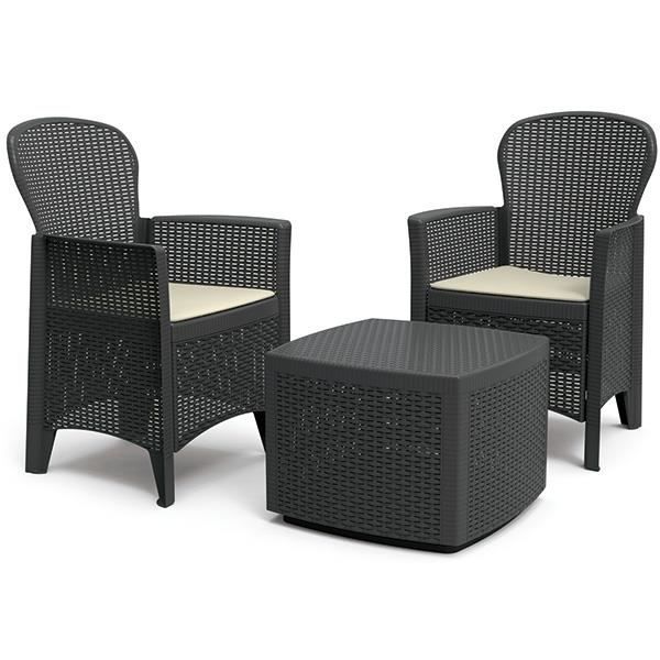 Salon De Jardin Tree En Resine Tressee Anthracite 2 Personnes