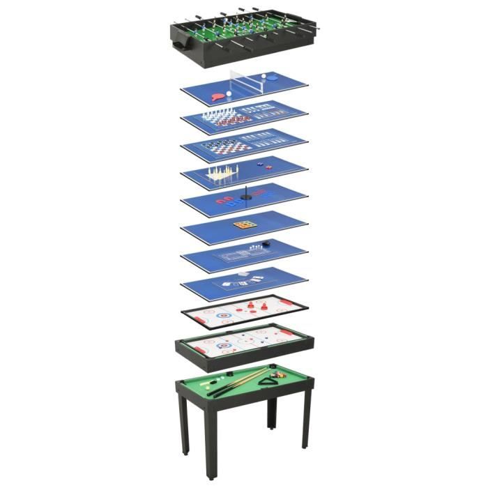 Table de jeu multiple 15 en 1 - SALALIS - SH023355 - Noir - MDF - 121x61x82 cm