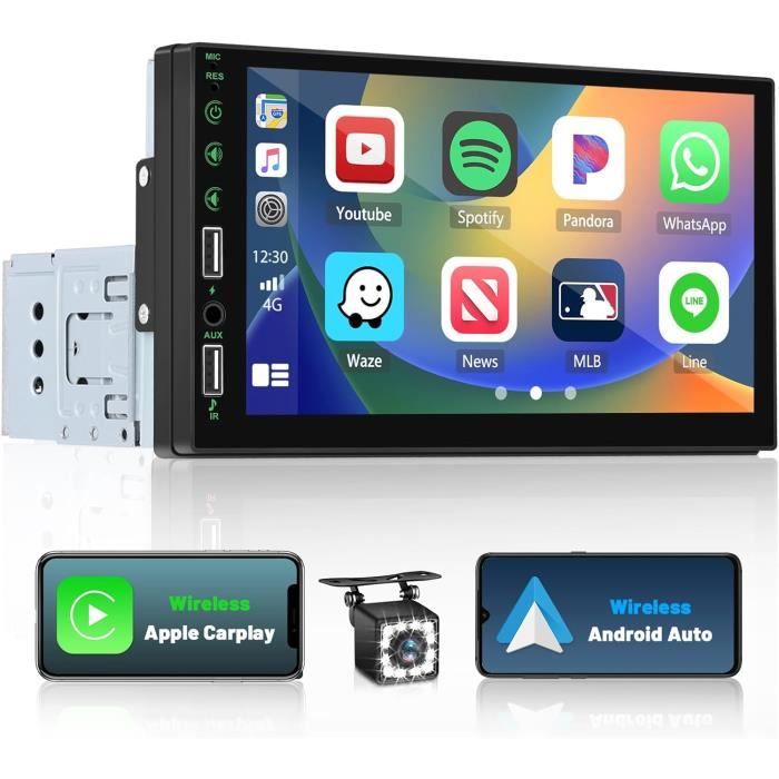 Carplay Autoradio 1 Din Bluetooth, 7 Pouces Hd Écran Tactile Poste