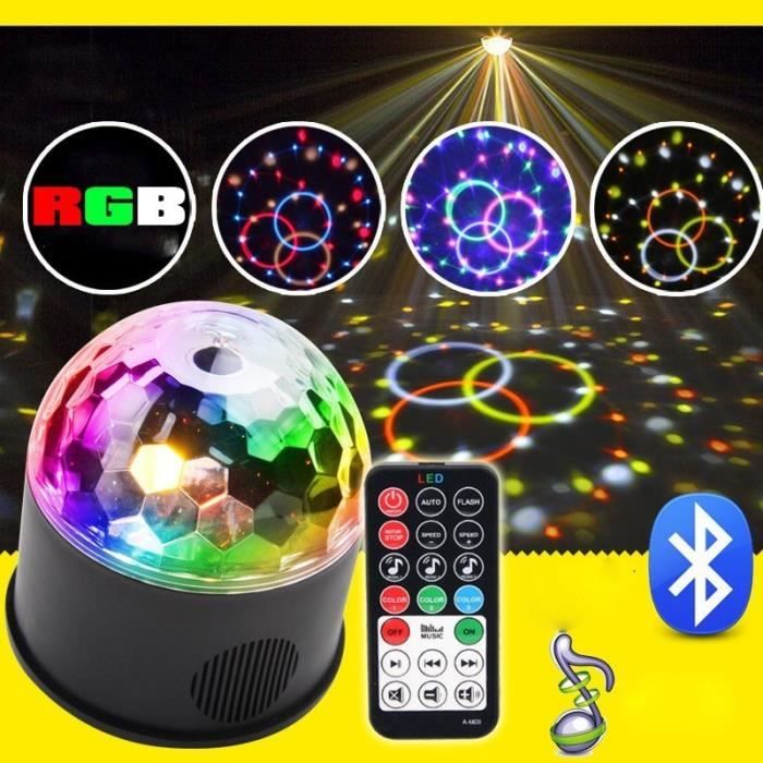 Boule Disco, Party Light avec haut-parleur, Boule à Facette Commande Sonore  Lampe de Scène,Lumière
