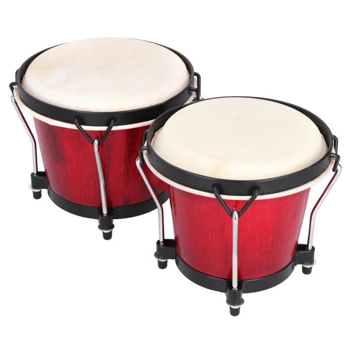 Percussion Bongo + tambourin vintage, percussions acoustiques - Instruments de musique