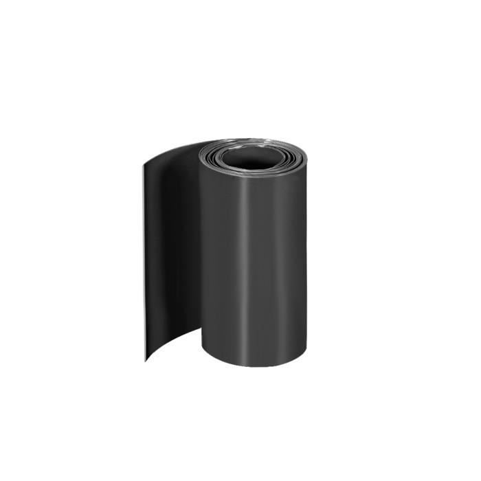 Tube Thermorétractable PVC Noir - Largeur à Plat 80mm (diam. ~50mm) - Longueur 2 Mètres - Pour Batteries 18650, Isolation