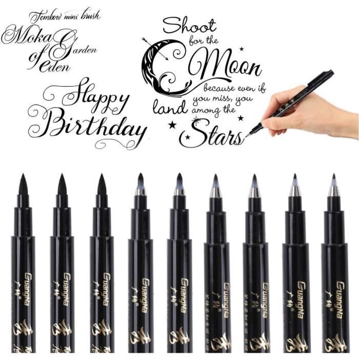 Lot de 9 stylos à bille de calligraphie - Pour écriture, débutant