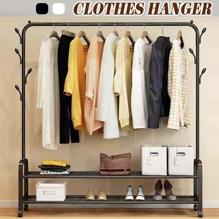 Portant Penderie A Vetement Mobile Avec Roulettes Crochets Pour Chambre Entree Noir Cdiscount Maison Portant Penderie A Vetement Mobile Avec Roulettes Crochets Pour Chambre Entree Noir Cdiscount Maison