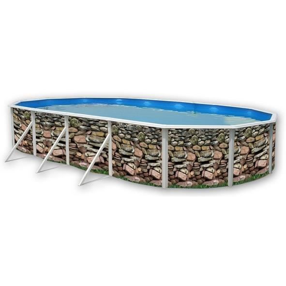 TOI MURO Piscine hors sol ovale en acier 915 x 457 x 120 cm (Kit complet piscine Filtre Skimmer et &eacute;chelle) 