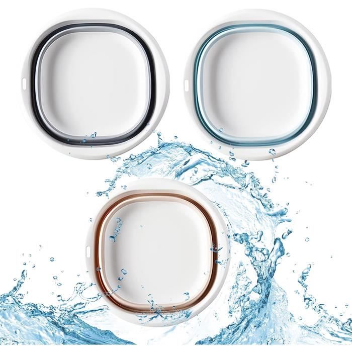 Lot De 3 Lavabos Pliables ALYSTER - Gris - Polypropylène - Neufs