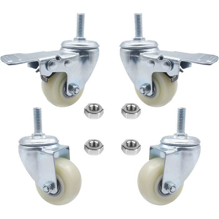 Lot De Roulettes Pivotantes En Nylon PP - Mini Roues Pour Meubles, Chariots, Projets DIY, Couleur Blanche