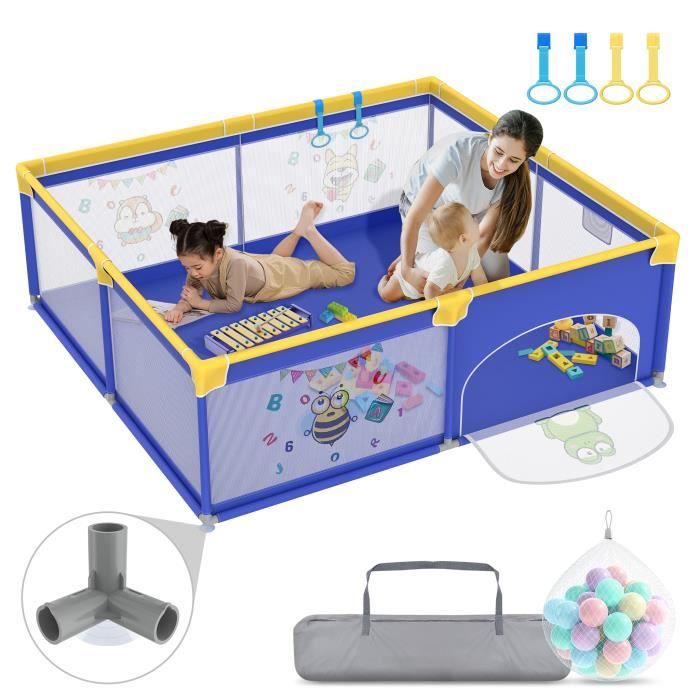 Kasanni Parc Bébé 130x130 Cm Pliable Avec Filet Respirant Et Ventouses Antidérapantes