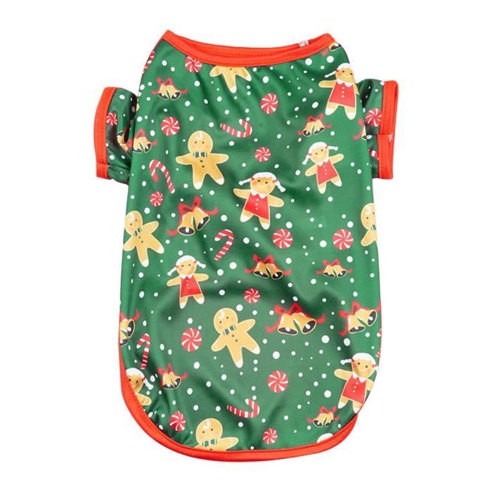 Meilleurs prix pour Pull de Noël pour chien - VGEBY - Motif bonhomme en pain d'épices - Confortable et chaud - Vert