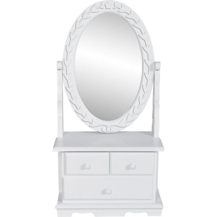 vidaXL Coiffeuse avec miroir pivotant ovale MDF