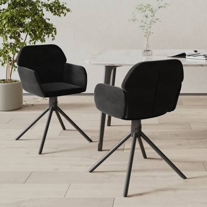 Lot De 2 Chaises Pivotantes Grises VidaXL Pour Salle à Manger - Tissu, Neuves